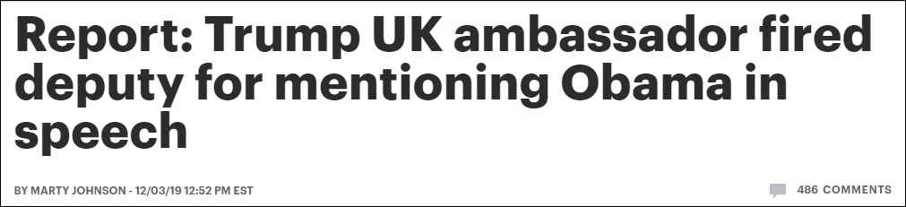 因在演讲中夸了奥巴马 美国驻英第二号外交官被炒